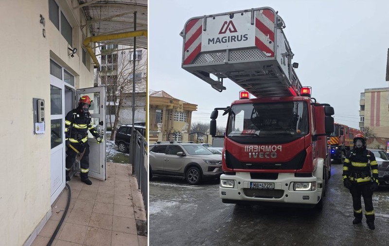 Incendiu la un bloc de locuințe din Giurgiu, după ce o candelă s-a răsturnat. Zeci de persoane au fost evacuate