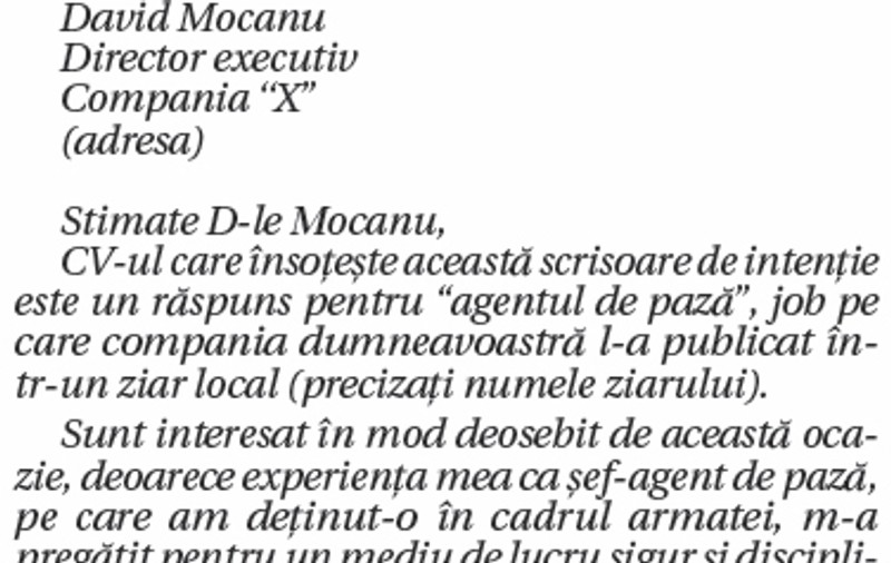 Scrisoarea de intenţie vă diferenţiază de contracandidaţi