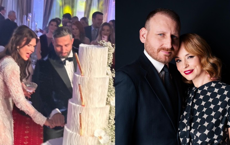 Cum au apărut Andreea Marin și Adrian Brâncoveanu la nunta Monicăi Bîrlădeanu cu Valeriu Gheorghiță. Vedeta a avut o rochie neagră