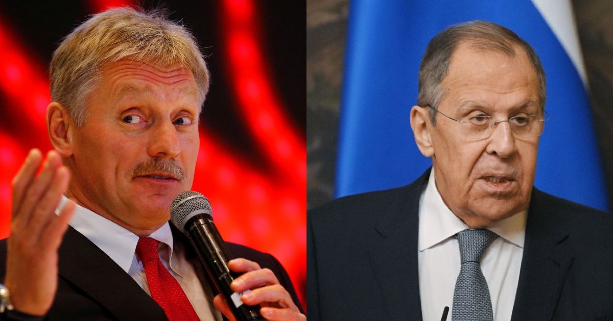 Dmitri Peskov, stânga și Serghei Lavrov, dreapta