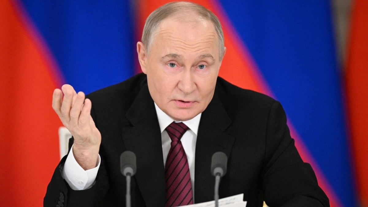 Președintele rus Vladimir Putin vorbește în timpul unei conferințe de presă, la Moscova