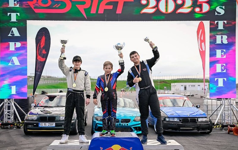 Cel mai tânăr pilot de drift din România are doar 10 ani. Alexis Stan a câștigat deja prima sa competiție oficială