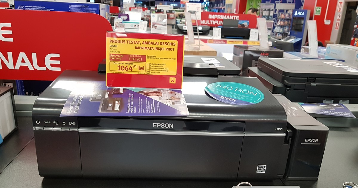 Ce trebuie să faci dacă vrei să îți scoți fotografiile de pe smartphone pe hârtie. Imprimanta Epson Ecotank L805, expusă la Altex