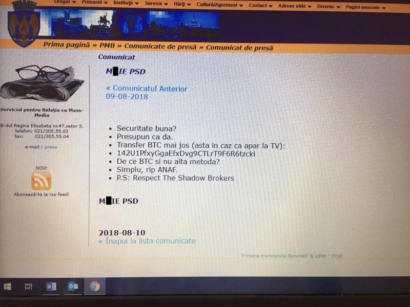Site-ul Primăriei Capitalei a fost atacat de hackeri