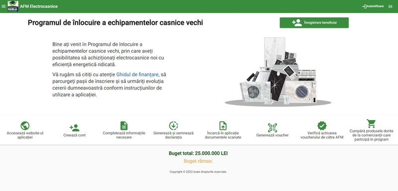 La ora 12.25 site-ul AFM arăta că nu mai există buget pentru această etapă a programului