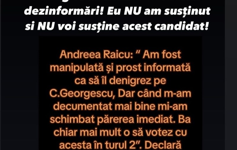 Andreea Raicu, victima campaniei de pe TikTok a lui Călin Georgescu. Vedeta a reacționat dur: „Nu voi susține acest candidat”