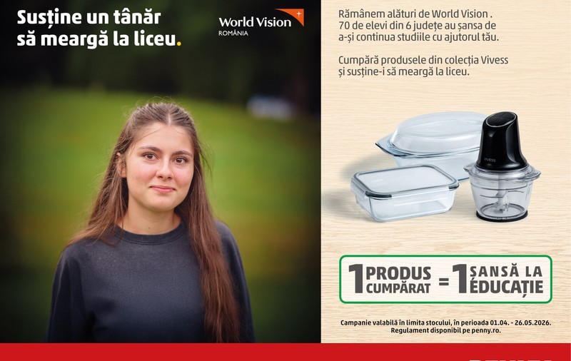 Gătești cu pasiune și trimiți un copil la liceu! Campania PENNY care transformă cumpărăturile tale în șanse la educație