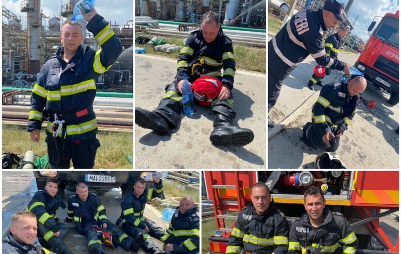 Cum arătau pompierii care au stins incendiul de la Petromidia, după trei ore de luptă cu flăcările