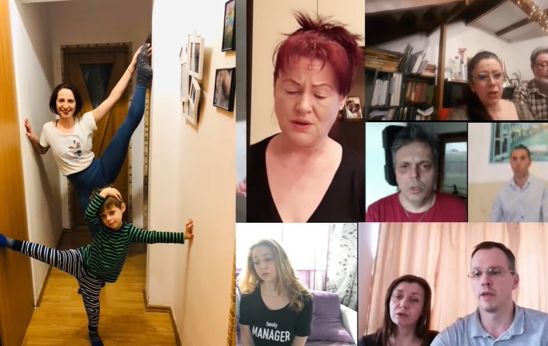 Moment emoţionant al artiştilor de la Opera din Braşov. Cântă de acasă, cu copiii în braţe