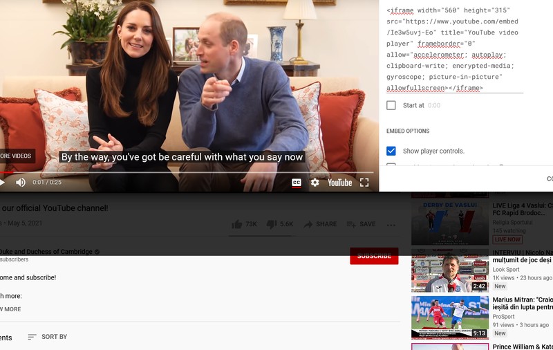 Prinţul William şi Kate Middleton şi-au lansat canal oficial de YouTube
