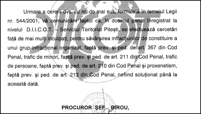 Răspuns DIICOT