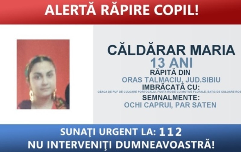 O fată de 13 ani din Tălmaciu a fost răpită. Minora, depistată a doua zi în Sibiu