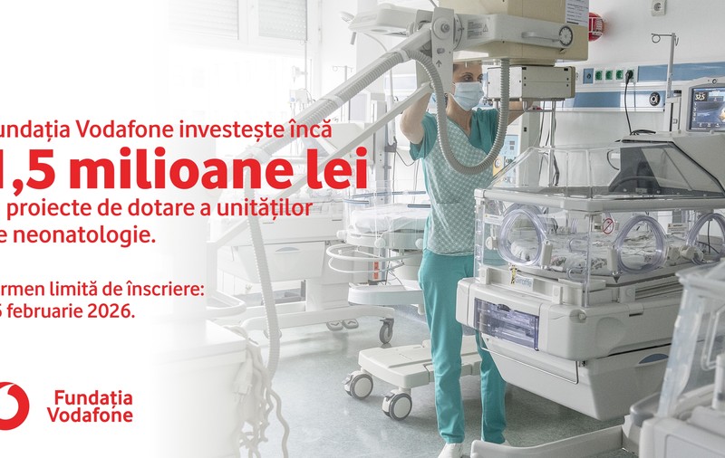 În a patra etapă a Fondului Viață pentru Nou-Născuți, Fundația Vodafone investește încă 1,5 milioane de lei în dotarea unităților de neonatologie din România