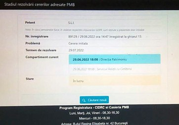 Cererea familiei Sârbu este încă în lucru la PMB