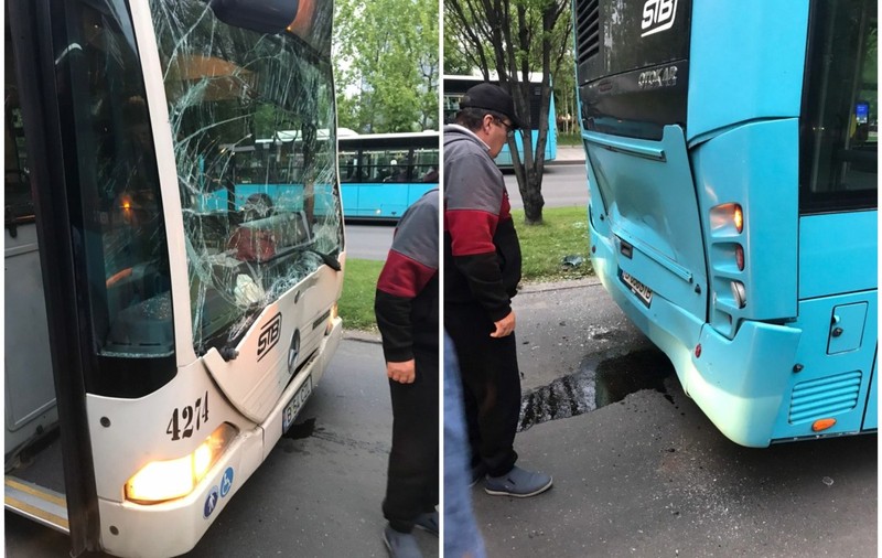 Două autobuze s-au tamponat în București. „Cel mai probabil, autobuzului vechi nu i-au ținut frânele”. Ce spune STB