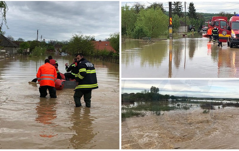 Inundații în Satu Mare, în urma ploilor torențiale. Peste 160 de oameni au fost evacuați
