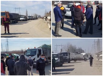 De la stânga sus la dreapta jos: mașinile încolonate la intrarea în stația de sortare, Negoiță discutând cu vecinii, Poliția sunând la APM și mașinile făcând cale întoarsă