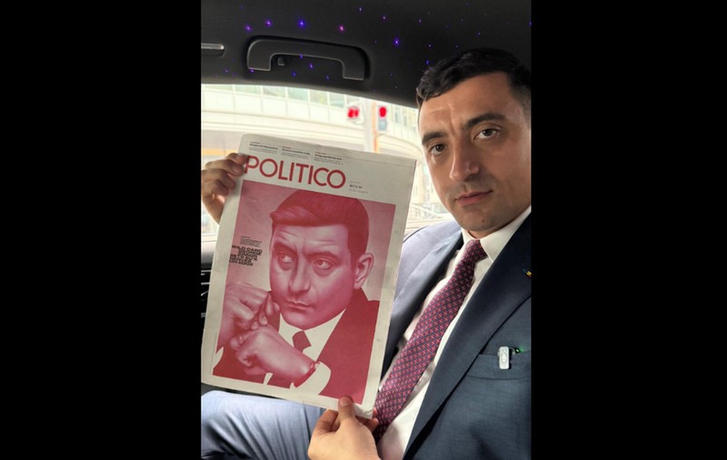 George Simion se laudă că e pe coperta revistei Politico: „Bărbatul Meloni”