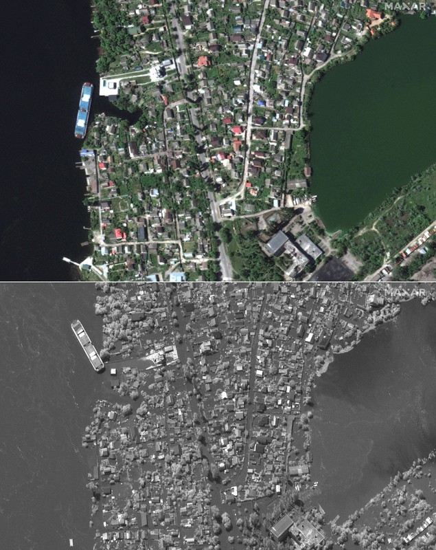Orașul Herson e un lac uriaș, la o zi după ce barajul Nova Kahovka a fost distrus. Imaginile dezastrului