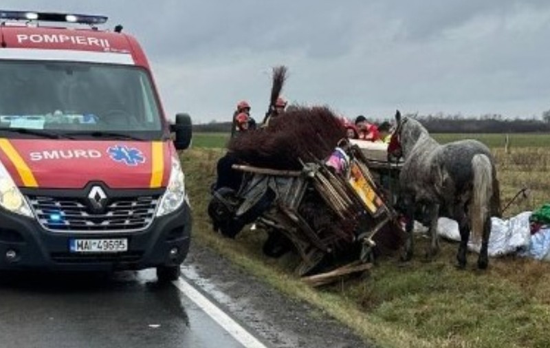 Un TIR a spulberat o căruță la Oradea, omorând pe loc un bărbat. Cum s-a produs accidentul