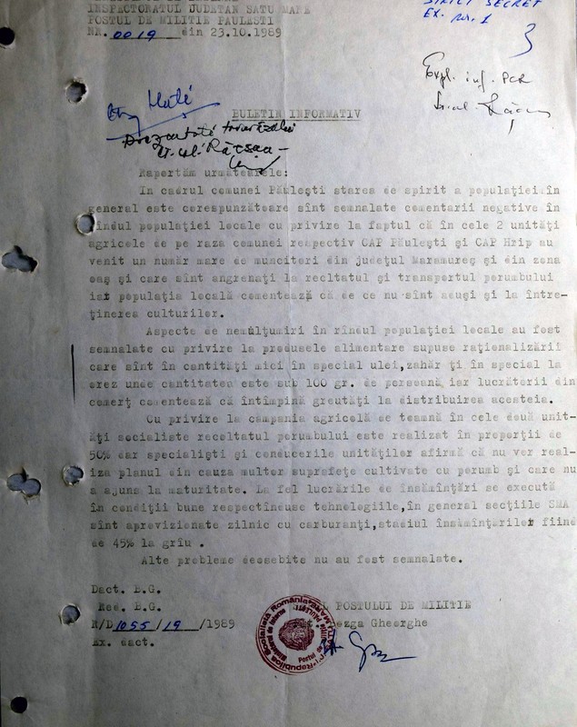 Cum erau urmăriți de Miliție și Securitate locuitorii din satele României. „Suspecții” filați de autorități erau grupaţi în două tabele: „A” şi „B”