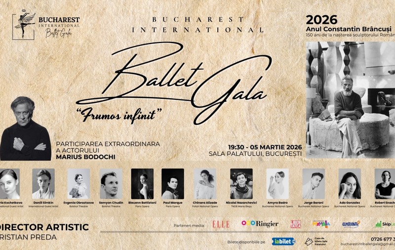 Maria Kochetkova, o stea a baletului mondial, în premieră în România, în cadrul Galei Bucharest International Ballet dedicată lui Constantin Brâncuși