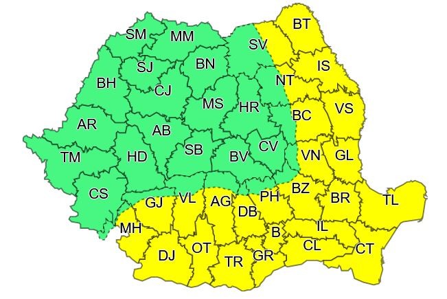 Zonele afectate de caniculă până luni, 19 iulie