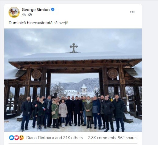 Fotografia postată pe Facebook de George Simion a adunat peste 21.000 de reacții și aproape 3.000 de comentarii, în patru ore de la postare.