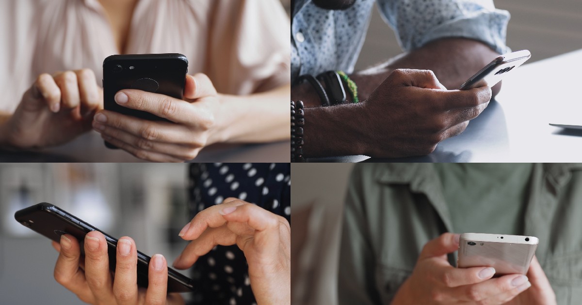 Varietate de oameni care folosesc smartphone-uri pentru a se conecta la aplicații de dating