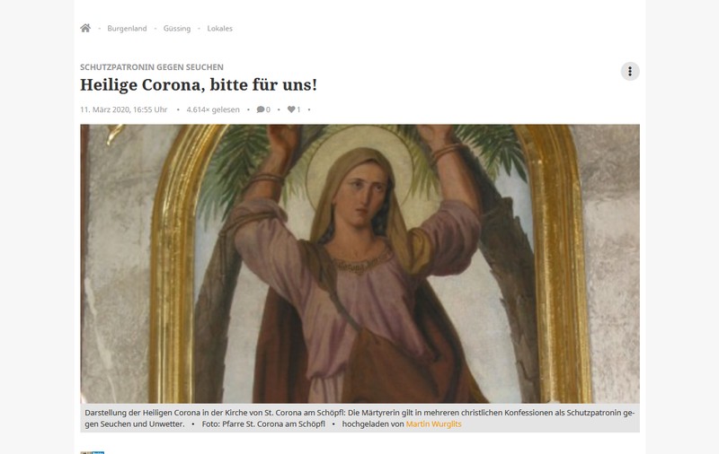 Azi este ziua Sfintei Corona. Este protectoarea oamenilor afectați de boli