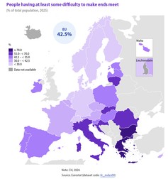 Persoane aflate în dificultate în asigura cheltuielile. Sursa foto: Eurostat