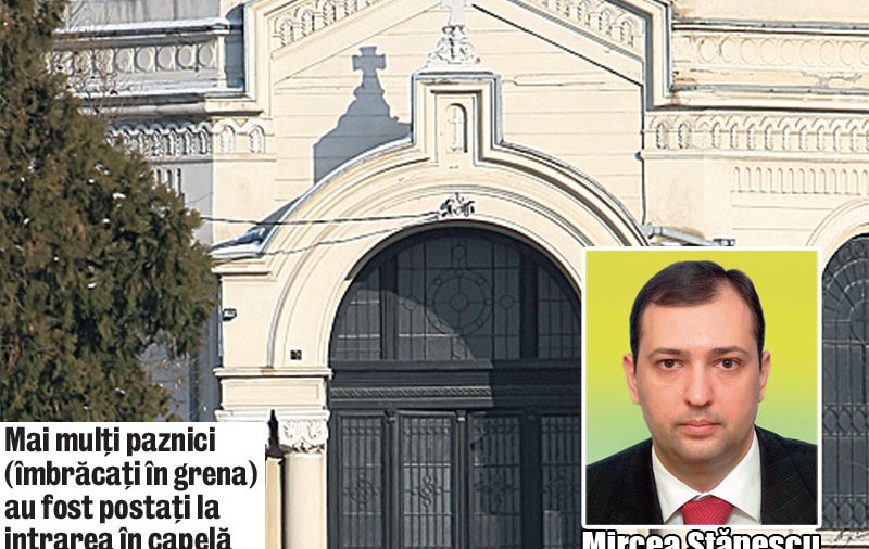 Sicriul lui Mircea Stănescu, păzit de bodyguarzi la capelă