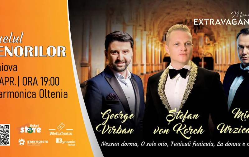 DUELUL TENORILOR – eveniment în premieră cu tenorul ŞTEFAN von KORCH şi invitaţii va avea loc pe 27 Aprilie la Filarmonica Oltenia - Craiova