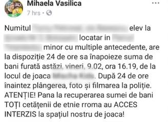 Acest mesaj a fost publicat pe rețelele de socializare și a fost distribuit de sute de oameni sursă foto: captură observator.tv/Facebook