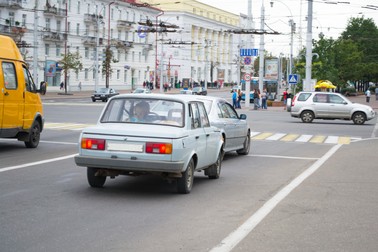 Old automobile Wartburg 353 on street of Vitebsck city, Belarus. Wartburg 353, known in some export markets as the Wartburg Knight, is a medium-sized family car, produced by the East German car manufacturer Wartburg.