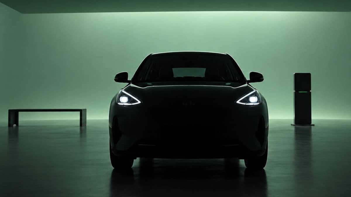 Geely E2, showroom, lumină verde