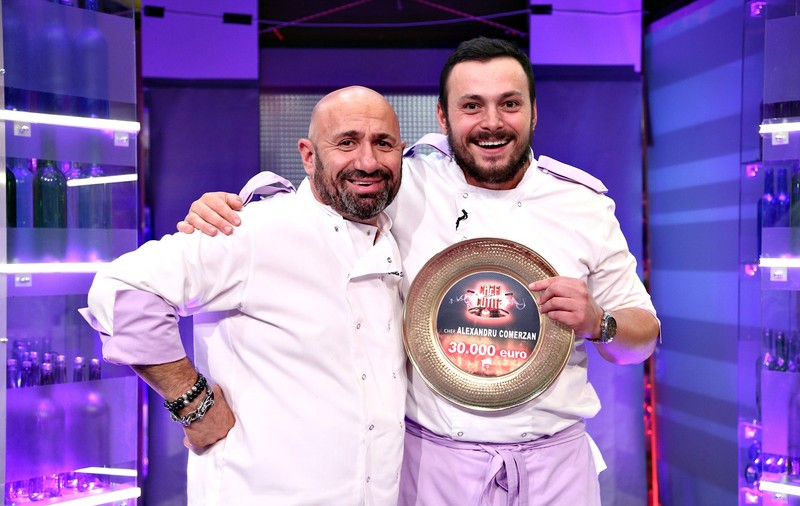 Alexandru Comerzan a câștigat Chefi la cuțite, sezonul 7. A fost cuțitul de aur al lui Cătălin Scărlătescu