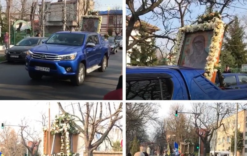 În plină pandemie de coronavirus preoţii din Buzău au plimbat o icoană pe străzile oraşului