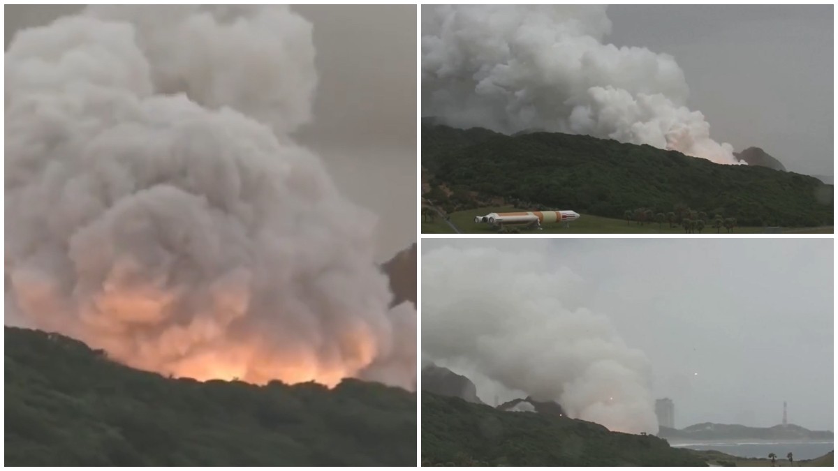 Momentul în care o rachetă spațială a luat foc în Japonia