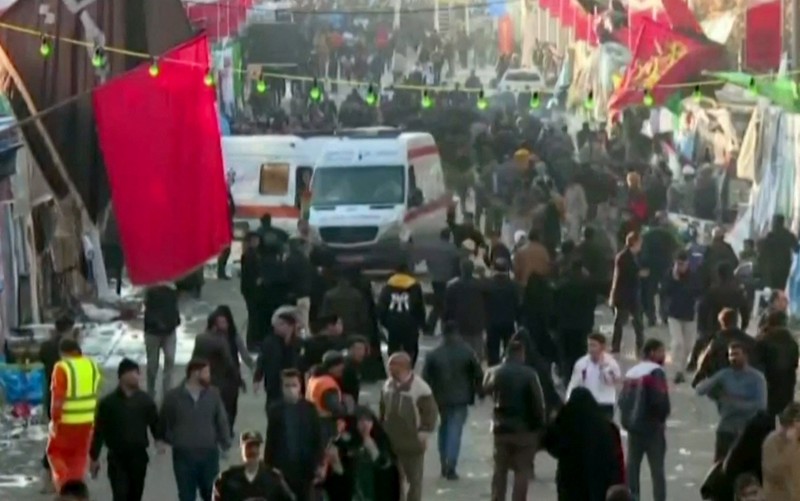 An image grab from a video released by state-run Iran Press news agency on January 3, 2024 shows ambulances leaving the site where two explosions in quick succession struck a crowd marking the anniversary of the 2020 killing of Guards general Qasem Soleimani, near the Saheb al-Zaman Mosque in the southern Iranian city of Kerman. The blasts, which state television called a "terrorist attack", came with tensions running high in the Middle East a day after Hamas number two was killed in a Beirut drone strike. The blasts stuck near the Saheb al-Zaman Mosque in Kerman, Soleimani's southern hometown where he is buried, as supporters gathered to mark the fourth anniversary of his death in a US drone strike just outside Baghdad airport.,Image: 833976442, License: Rights-managed, Restrictions: RESTRICTED TO EDITORIAL USE - MANDATORY CREDIT - AFP PHOTO / HO / IRAN PRESS" NO MARKETING NO ADVERTISING CAMPAIGNS - DISTRIBUTED AS A SERVICE TO CLIENTS FROM ALTERNATIVE SOURCES, AFP IS NOT RESPONSIBLE FOR ANY DIGITAL ALTERATIONS TO THE PICTURE'S EDITORIAL CONTENT, DATE AND LOCATION WHICH CANNOT BE INDEPENDENTLY VERIFIED - NO RESALE - NO ACCESS ISRAEL MEDIA/PERSIAN LANGUAGE TV STATIONS/ OUTSIDE IRAN/ STRICTLY NO ACCESS BBC PERSIAN/ VOA PERSIAN/ MANOTO-1 TV/ IRAN INTERNATIONAL/RADIO FARDA, *** HANDOUT image or SOCIAL MEDIA IMAGE or FILMSTILL for EDITORIAL USE ONLY! * Please note: Fees charged by Profimedia are for the Profimedia's services only, and do not, nor are they intended to, convey to the user any ownership of Copyright or License in the material. Profimedia does not claim any ownership including but not limited to Copyright or License in the attached material. By publishing this material you (the user) expressly agree to indemnify and to hold Profimedia and its directors, shareholders and employees harmless from any loss, claims, damages, demands, expenses (including legal fees), or any causes of action or allegation against Profimedia arising out of or connected in any way with publication of the material. Profimedia does not claim any copyright or license in the attached materials. Any downloading fees charged by Profimedia are for Profimedia's services only. * Handling Fee Only ***, Model Release: no