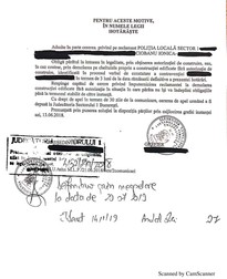 Primăria și Poliția Locală se bazează pe acest document eliberat de Judecătoria Sectorului 1 la 14.11.2019 și pe care scrie de mână ”Definitivă prin neapelare la data de 29 iulie 2019” &nbsp;