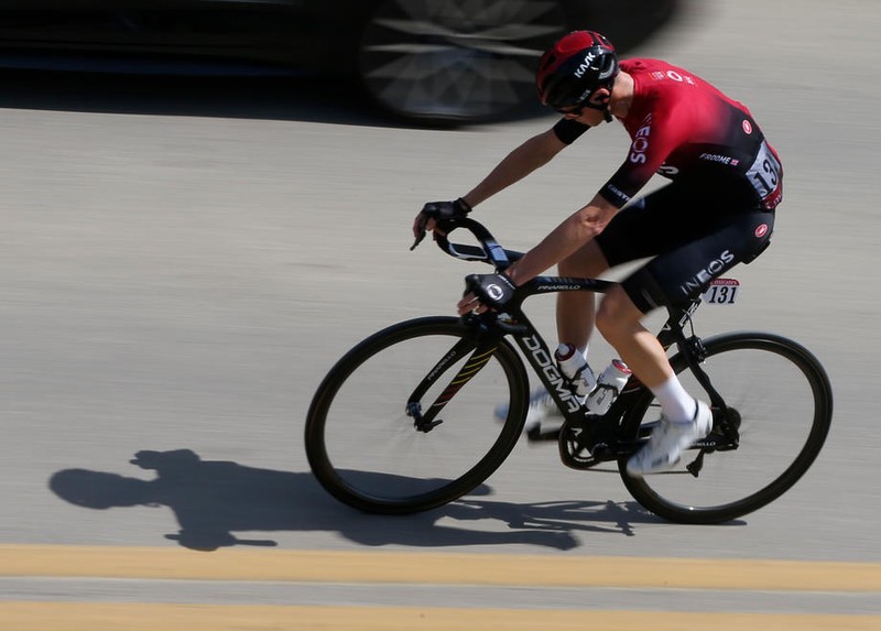 epa08242995 British rider Chris Froome from Ineos team prepares to start during the second stage of the UAE Tour 2020 cycling race in Hatta, United Arab Emirates, 24 February 2020. The 168km second stage of the UAE Tour 2020 cycling race is starts in Hatta (Heritage Village) and ends at Hatta Dam. EPA-EFE/ALI HAIDER