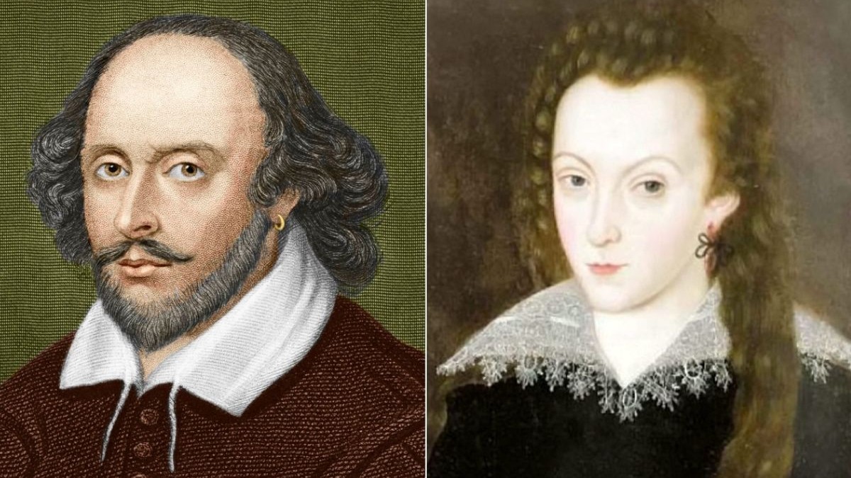 Colaj cu William Shakespeare, dramaturg englez, și Anne Hathaway, soția sa