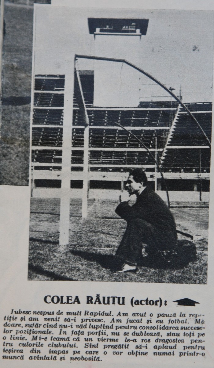 Colea Rautu, fotografiat în anul 1959, pe stadionul echipei Rapid București, Giulești