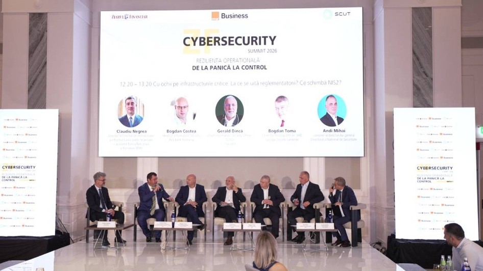 Scena de la evenimentul „Reziliența operațională: de la panică la control”, co-organizat de Orange Business.