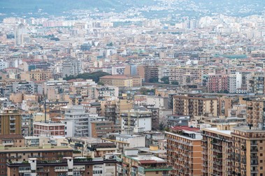 Palermo, Sicily, Italy, December 16, 2023 - Aerial landscape view over the houses and apartment blocks of the city,Image: 834980193, License: Rights-managed, Restrictions: imago is entitled to issue a simple usage license at the time of provision. Personality and trademark rights as well as copyright laws regarding art-works shown must be observed. Commercial use at your own risk., Credit images as "Profimedia/ IMAGO", Model Release: no