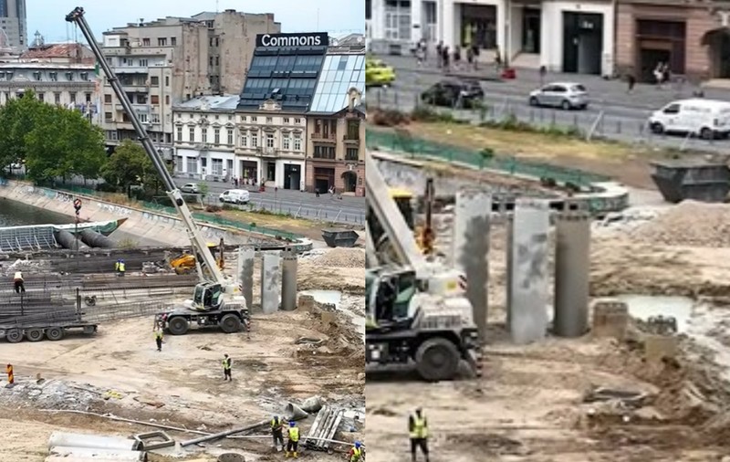 Planșeul vechi și degradat din Unirii va fi desfăcut bucată cu bucată. Piloții forați din zona „Hanul lui Manuc” din București sunt aproape gata