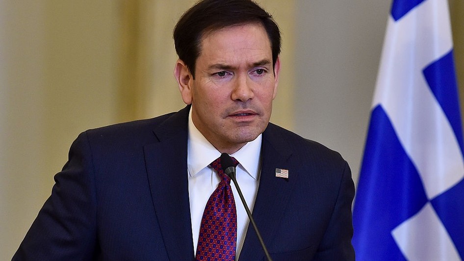 Marco Rubio în conferință de presă în timpul vizitei în Grecia Sursa foto: Getty Images