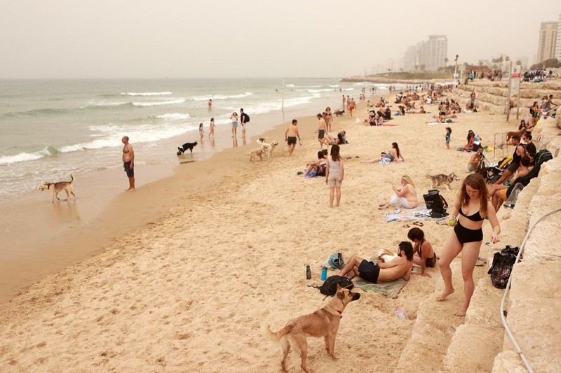 Plajele sunt pline în Tel Aviv FOTO: Profimedia