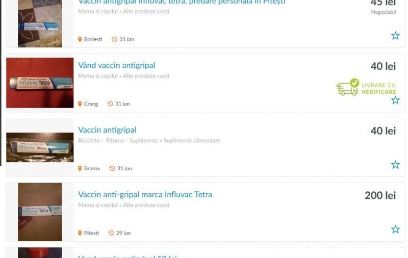 Vaccinuri antigripale, vândute online la suprapreț. Avertismentul medicilor